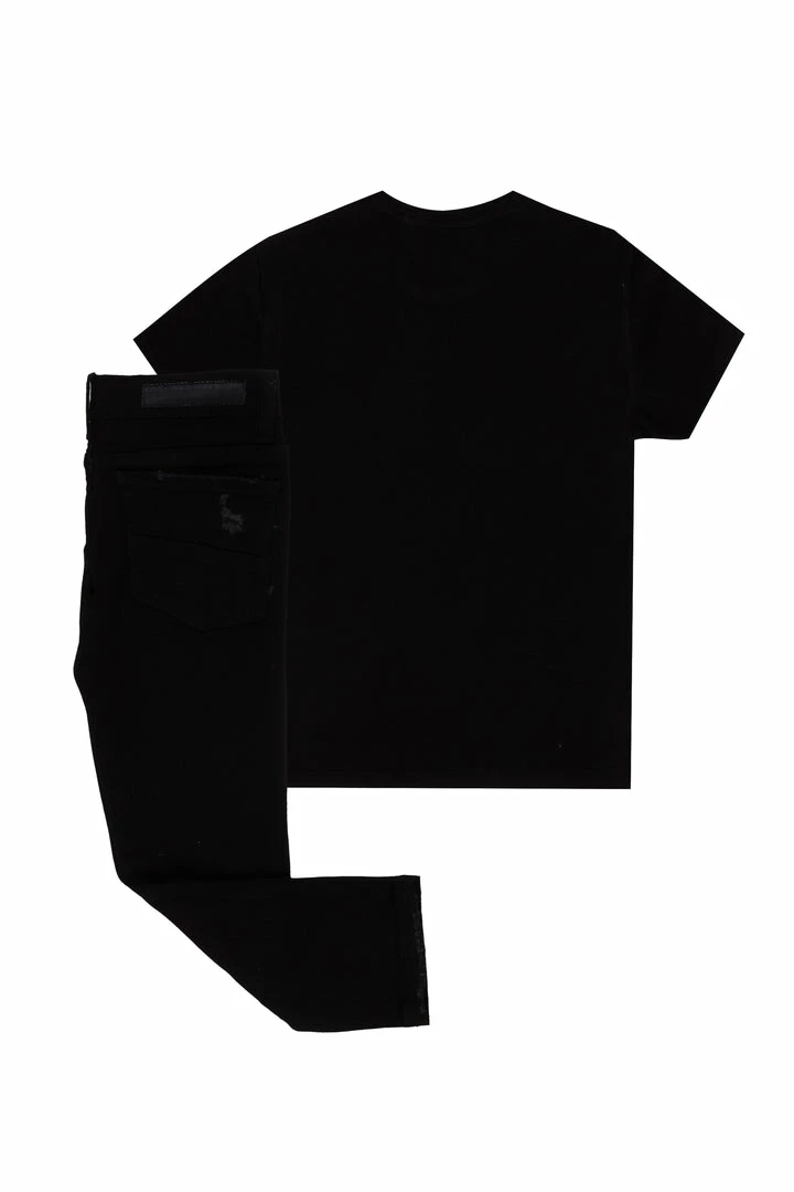 Best Sale 🎉 BOYS DENIM SETS BOYS NELIS T-SHIRT/JEAN SET-BLACK 😀 4 BOYS DENIM SETS BOYS NELIS T-SHIRT/JEAN SET-BLACK