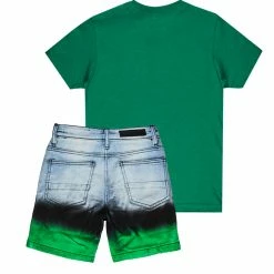 BOYS DENIM SETS BOYS ODDVAR DENIM SHORT SET-GREEN
