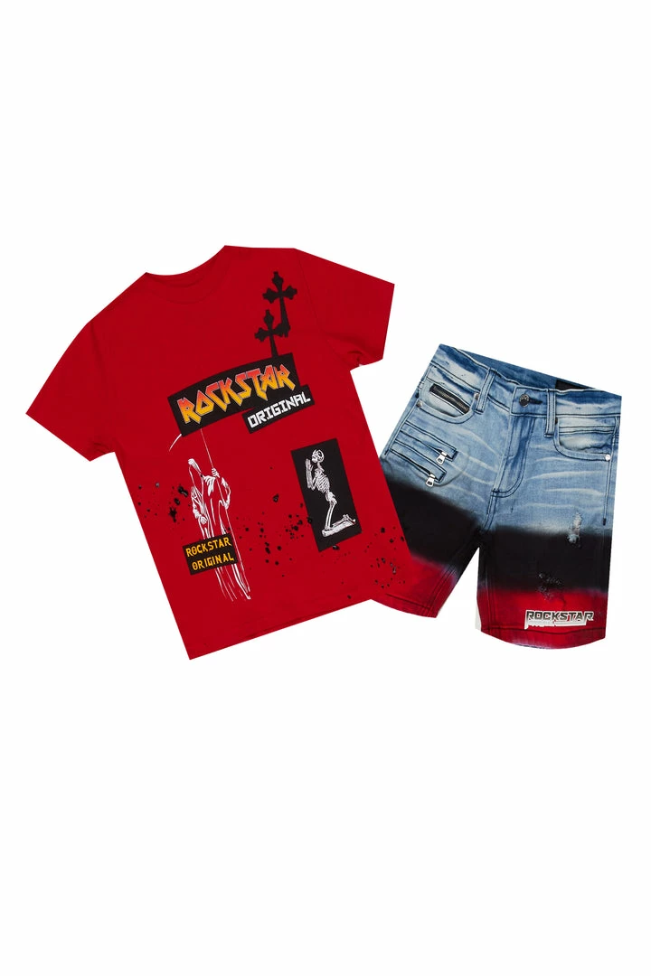 Best Sale 🔔 BOYS DENIM SETS New Arrivals BOYS WILLARD DENIM SHORT SET-RED 😀 1 BOYS DENIM SETS New Arrivals BOYS WILLARD DENIM SHORT SET-RED