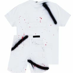 BOYS DENIM SETS BOYS WILLARD DENIM SHORT SET-WHITE New Arrivals