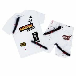 BOYS DENIM SETS BOYS WILLARD DENIM SHORT SET-WHITE New Arrivals