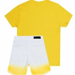 BOYS DENIM SETS BOYS WILLARD DENIM SHORT SET-YELLOW