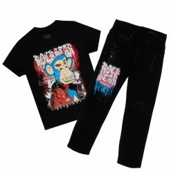 BOYS DENIM SETS New Arrivals BOYS DELZZON T-SHIRT/JEAN SET-BLACK