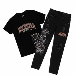 BOYS DENIM SETS BOYS DENOK T-SHIRT/JEAN SET-BLACK