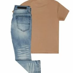 BOYS DENIM SETS New Arrivals BOYS KEES T-SHIRT/JEAN SET-BEIGE