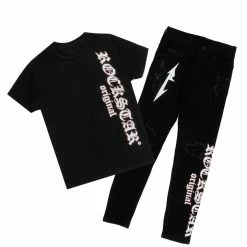 BOYS DENIM SETS BOYS MAIZON T-SHIRT/JEAN SET-BLACK New Arrivals