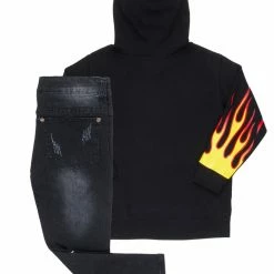 BOYS DENIM SETS BOYS MILLER HOODIE/JEAN SET-BLACK