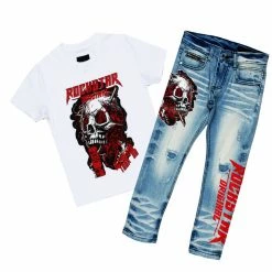 BOYS DENIM SETS BOYS RENO T-SHIRT/DENIM SET-WHITE New Arrivals
