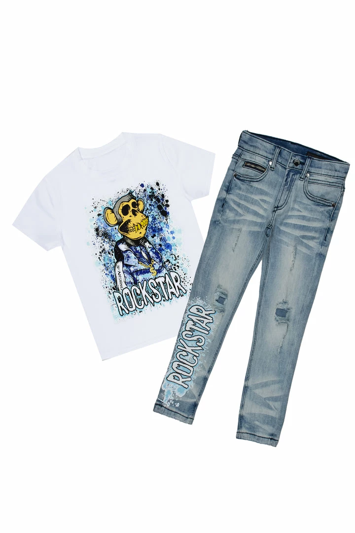 Best Sale 😀 BOYS DENIM SETS New Arrivals BOYS VOLTRANA T-SHIRT/JEAN SET-WHITE 😀 1 BOYS DENIM SETS New Arrivals BOYS VOLTRANA T-SHIRT/JEAN SET-WHITE