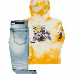 BOYS DENIM SETS BOYS ZAYDEN HOODIE/JEAN SET-YELLOW/LIGHT