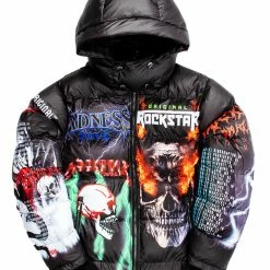MENS OUTERWEAR Black Nash Graphic Print Puffer Jacket
