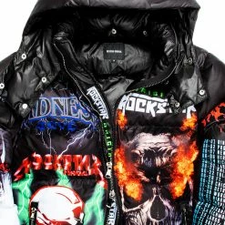 MENS OUTERWEAR Black Nash Graphic Print Puffer Jacket