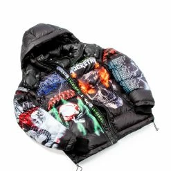 MENS OUTERWEAR Black Nash Graphic Print Puffer Jacket