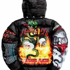 MENS OUTERWEAR Black Nash Graphic Print Puffer Jacket