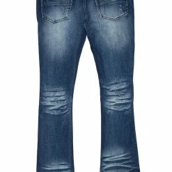 MENS JEANS Jacques Pink/Brown Flare Jean Denim