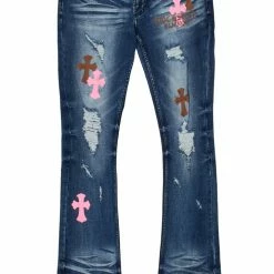Rockstar Original Sales 30 MENS JEANS Jacques Pink/Brown Flare Jean Denim