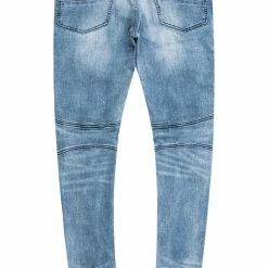 MENS JEANS Denim BRUCE BIKER PATCH JEAN- BLUE/RED