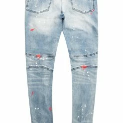MENS JEANS BUSTER PATCH BIKER JEAN- RED