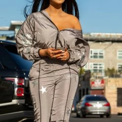 WOMENS TRACK SETS STARGIRL WINDBREAKER TRACKSET-TAUPE