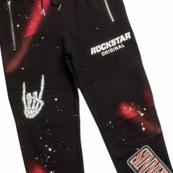 MENS TRACK SETS CARMELO DENIM JACKET/TRACKPANT SET-BLACK/RED