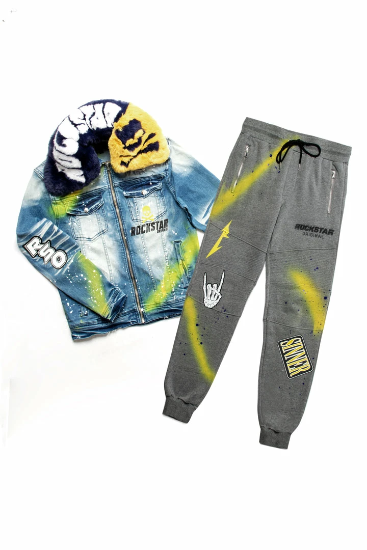 Coupon π MENS TRACK SETS CARMELO DENIM JACKET/TRACKPANT SET-NAVY/YELLOW β 4 MENS TRACK SETS CARMELO DENIM JACKET/TRACKPANT SET-NAVY/YELLOW
