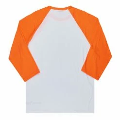 Discount ⭐ MENS TEES CARTWRIGHT L/S T-SHIRT-WHITE/ORANGE Tops 🔥 5 MENS TEES CARTWRIGHT L/S T-SHIRT-WHITE/ORANGE Tops