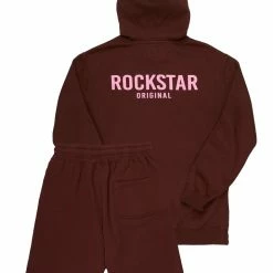 MENS SHORT SETS CASEY HOODIE/SHORT FLEECE SET-BROWN