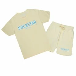 MENS SHORT SETS CASEY T-SHIRT SHORT SET-PALE YELLOW