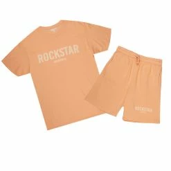 MENS SHORT SETS CASEY T-SHIRT SHORT SET-PEACH