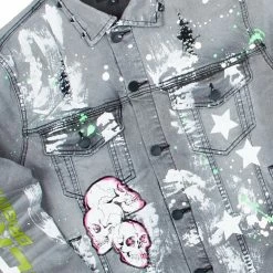 MENS TRACK SETS CERWIN DENIM JACKET/TRACKPANT SET-BLACK