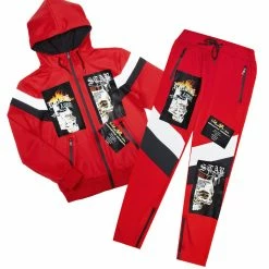 MENS TRACK SETS CHASE ZIPPER JACKET TRACK SET-RED