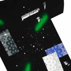 MENS SHORT SETS CIEN T-SHIRT/DENIM SHORT SET-BLK/GREEN