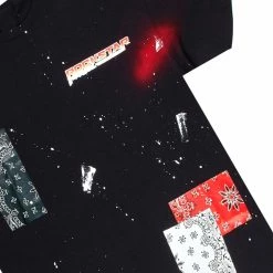 MENS SHORT SETS Track Sets CIEN T-SHIRT/DENIM SHORT SET-BLK/RED