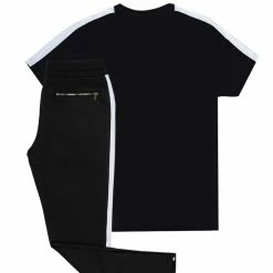 MENS TRACK SETS CRISS T-SHIRT REFLECTIVE TRACK SET-BLACK