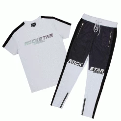 MENS TRACK SETS CRISS T-SHIRT REFLECTIVE TRACK SET-WHITE