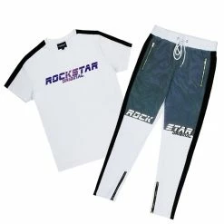 MENS TRACK SETS CRISS T-SHIRT REFLECTIVE TRACK SET-WHITE