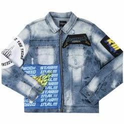 MENS DENIM JACKETS CANNON PATCH DENIM JACKET-BLUE/YELLOW