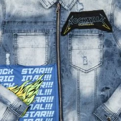 MENS DENIM JACKETS CANNON PATCH DENIM JACKET-BLUE/YELLOW