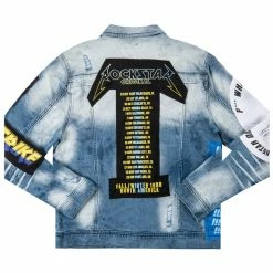 MENS DENIM JACKETS CANNON PATCH DENIM JACKET-BLUE/YELLOW