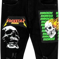 MENS JEANS Denim CANNON PATCHWORK JEAN- BLACK