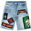 MENS SHORTS CANNON PATCHWORK DENIM SHORT- LIGHT WASH