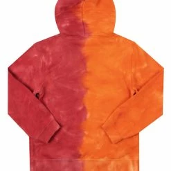 MENS HOODIES & SWEATSHIRTS CHAUNCY TIE DYE GRAPHIC PRINTED HOODIE-ORANGE Tops