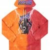 MENS HOODIES & SWEATSHIRTS CHAUNCY TIE DYE GRAPHIC PRINTED HOODIE-ORANGE Tops
