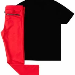 MENS TRACK SETS CHIEF T-SHIRT TRACK SET-RED/BLK