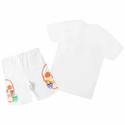 MENS SHORT SETS Cleo White Printed Short Set