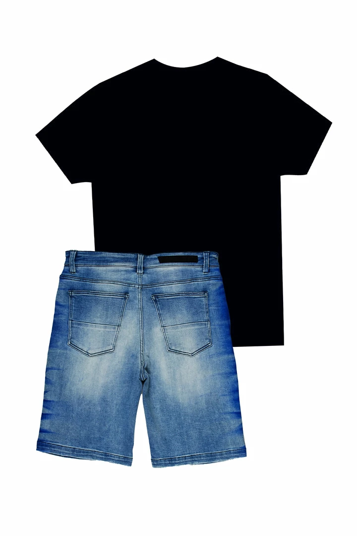 Best Sale ⭐ MENS SHORT SETS MURATI T-SHIRT/DENIM SHORT SET-NAVY ❤️ 4 MENS SHORT SETS MURATI T-SHIRT/DENIM SHORT SET-NAVY
