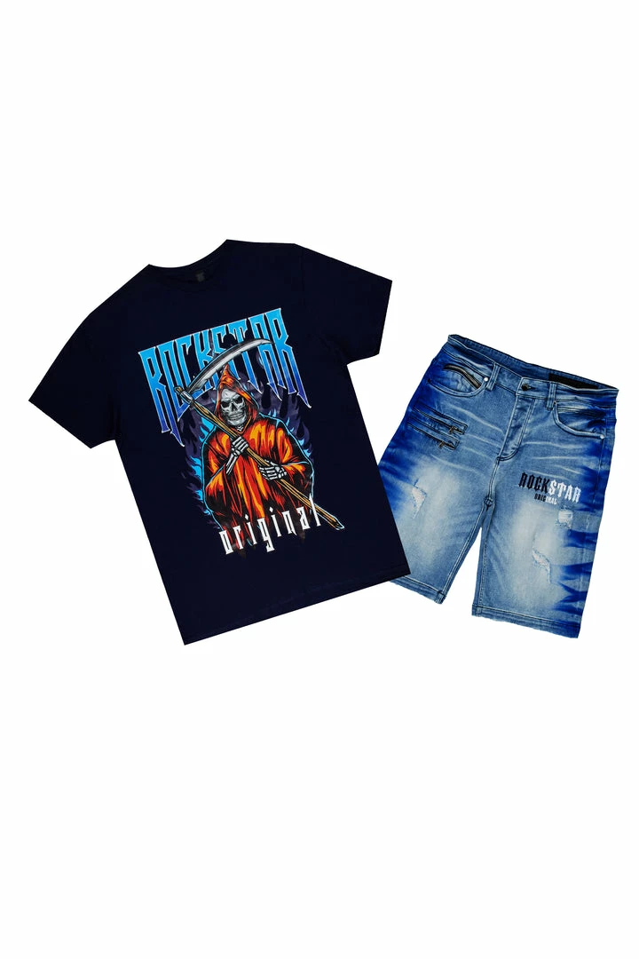 Best Sale ⭐ MENS SHORT SETS MURATI T-SHIRT/DENIM SHORT SET-NAVY ❤️ 1 MENS SHORT SETS MURATI T-SHIRT/DENIM SHORT SET-NAVY