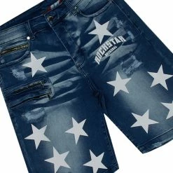 MENS SHORT SETS STELLAR T-SHIRT/DENIM SHORT SET-WHITE Track Sets