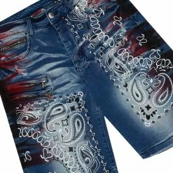 MENS SHORT SETS DENOK T-SHIRT/DENIM SHORT SET-BLK/RED