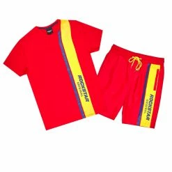 MENS SHORT SETS DENZIEN SHORT SET-RED Track Sets